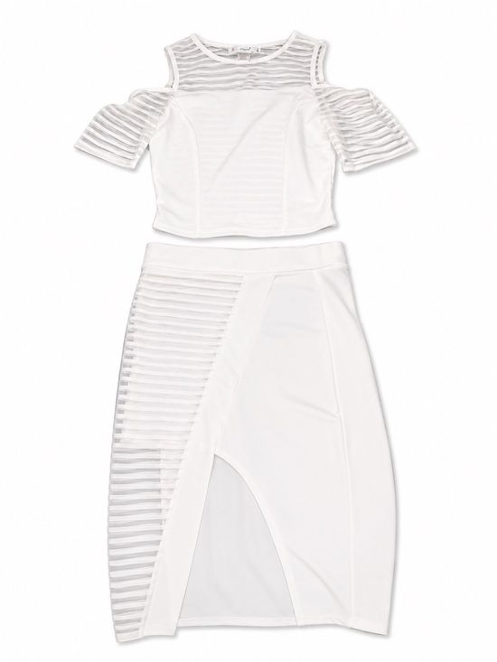 Surely Mine Dresses & Skirts - Surely Mine Crop It Out Cut-Out Set – White Two-Piece Skirt Set